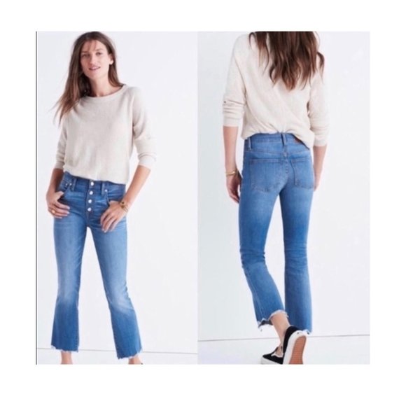 Madewell Denim - Madewell Cali-Demi Boot Button Fly Raw Hem Jeans
